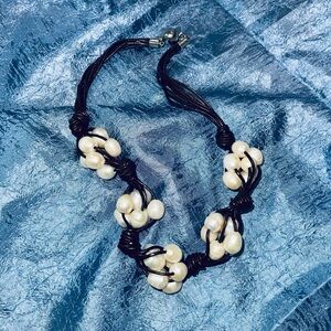 Elegant Brown and White Pearl Cluster Necklace